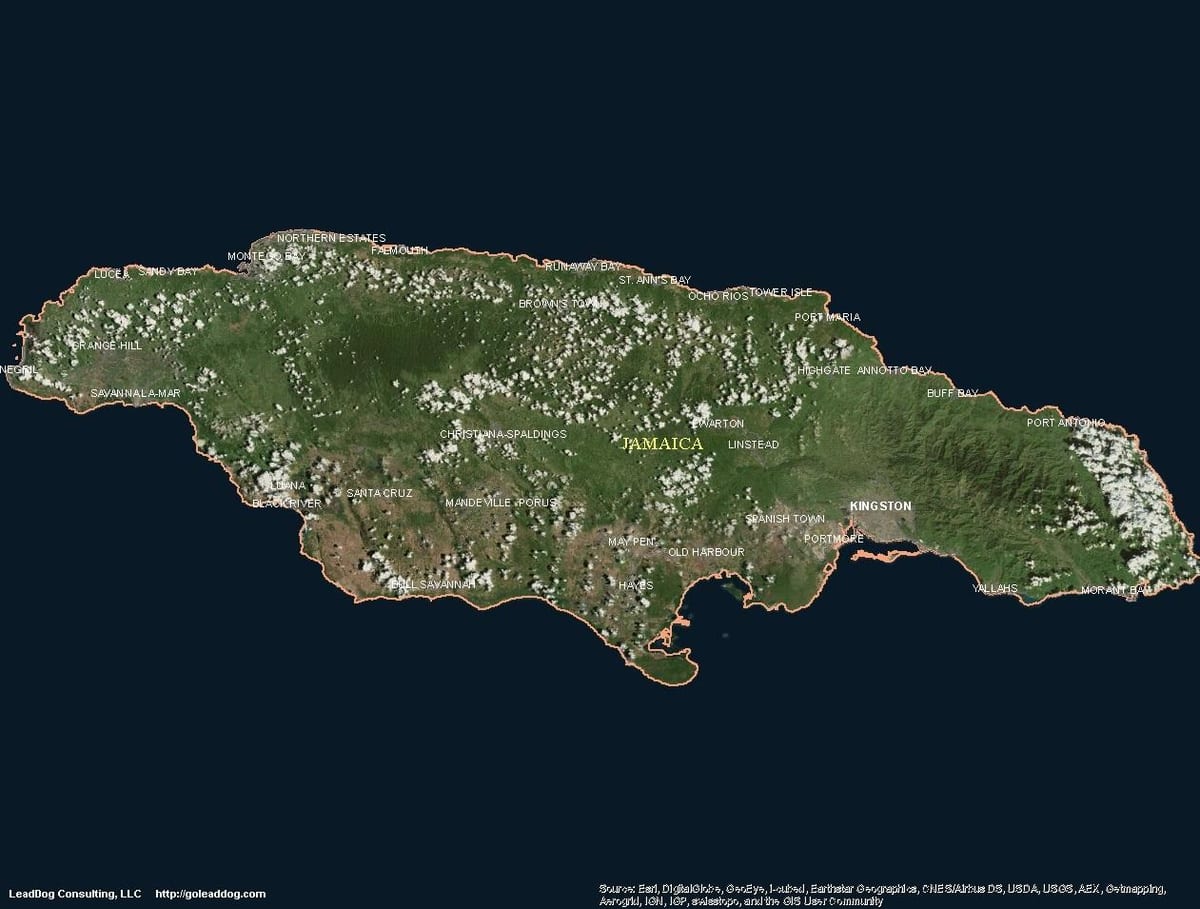 Kart av antenne jamaica