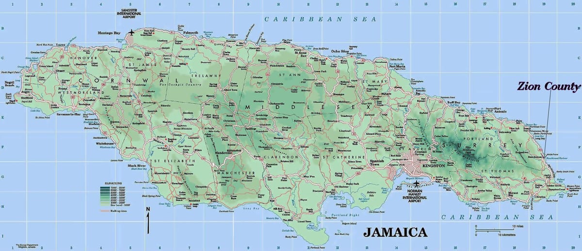 Kart nordkysten av jamaica