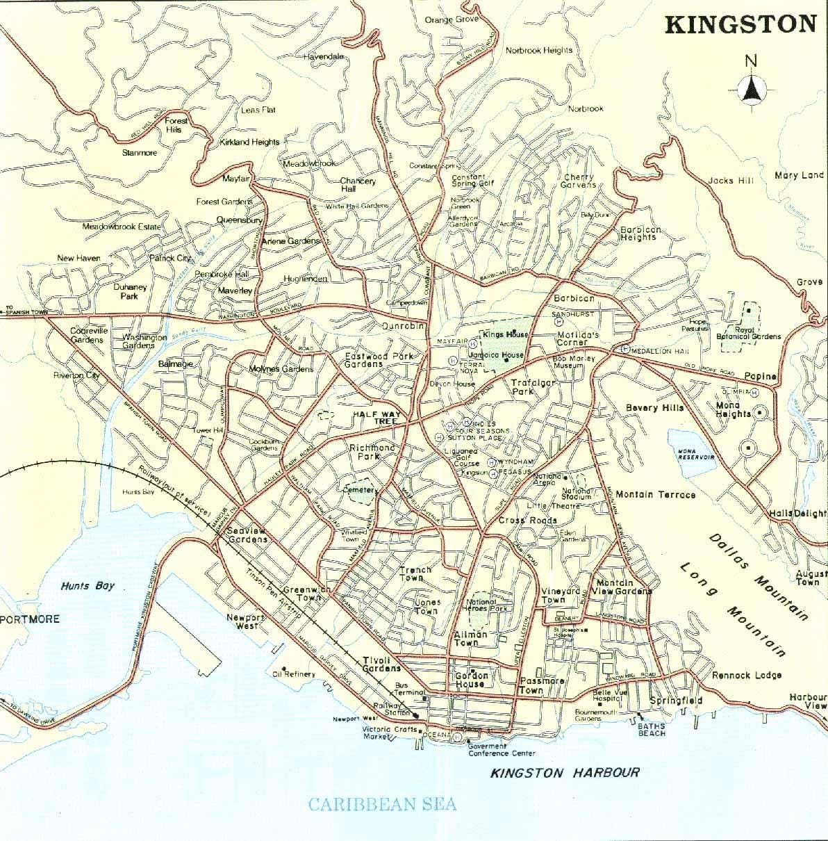 Kart over kingston jamaica nabolag