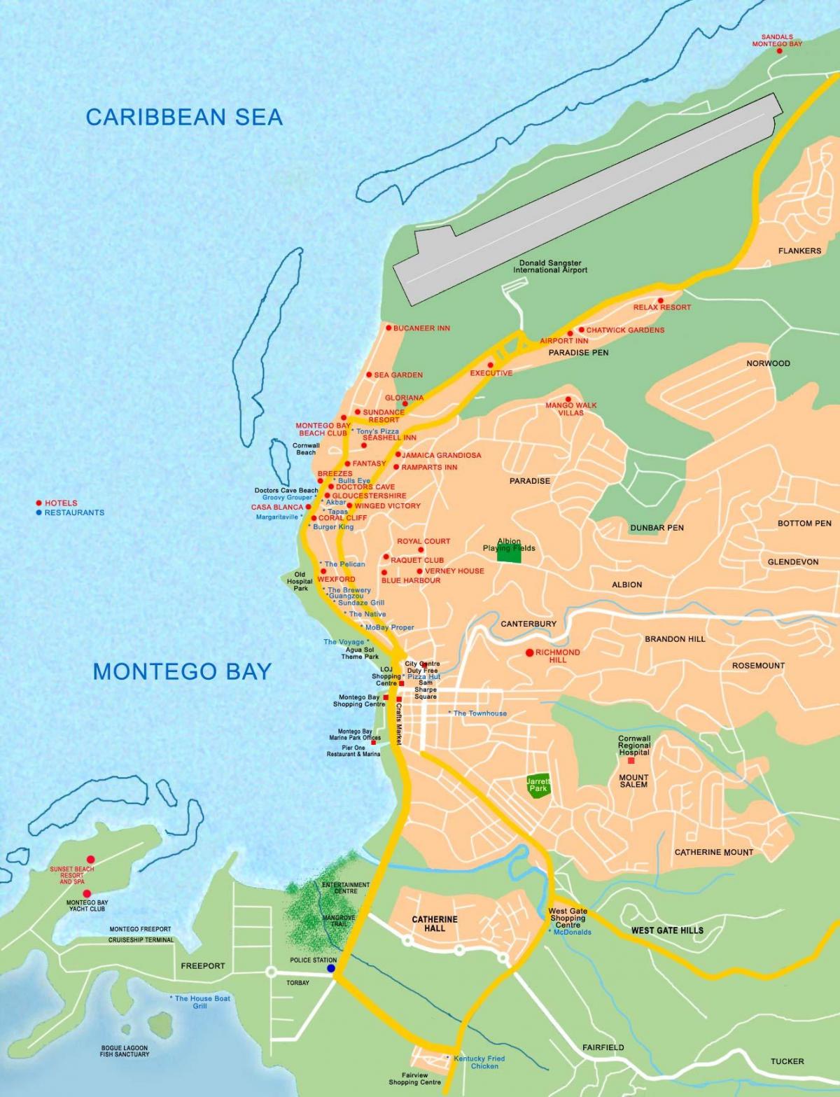 montego bay, jamaica på kartet
