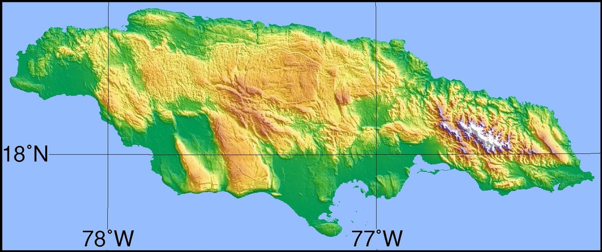Topografisk kart over jamaica