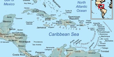 Jamaica på kart i karibien