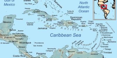 Kart over jamaica og omkringliggende øyer