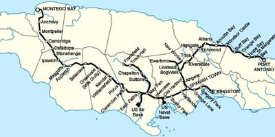 Kart over jamaica jernbane