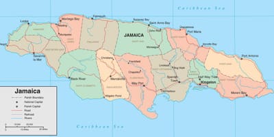 Kart av politiske jamaica
