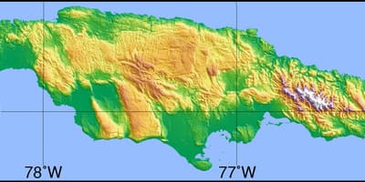 Topografisk kart over jamaica