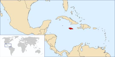Jamaica land i verden kart